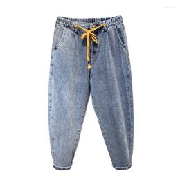 Men's Jeans Fashion Brand Light Elastic Waist 9-point Loose And Versatile Tapered Summer Small Foot Harlan Pants Trend