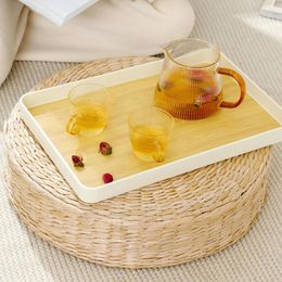 Tea Trays Wood Pattern Cup Tray Modern Anti-slip Rectangle PP Fruit Serving Tableware Storage Organizer Holder Rack Kitchen Supplies