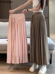 Women's Pants Wide Leg Women Elegant Folds Summer Thin Loose All-match Tender French Style Ladies Fashion High Waist Casual Holiday Cool