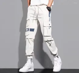 Men's Pants Fashion Sweatpants Streetwear Cargo Men Ribbons Pockets Joggers Hip Hop Trousers