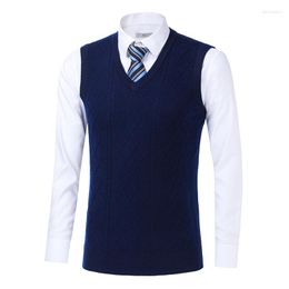 Men's Vests 6.5% Wool Knit Jumper Sweater Vest Tank 3D Sleeveless Basic For Men Autumn Winter Solid Male Fashion Casual Clothing -76