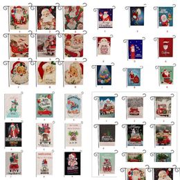 Christmas Decorations Garden Flags Banners Cartoon Pattern Xmas Theme Two Sides Animal Snowman Patterns Party Decor Flag 36 Styles Dro Dh0Ul