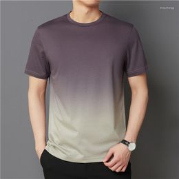 Men's T Shirts Men Silk T-Shirt O-Neck Slim Fit Male Fashion Short Sleeve Top Tees 2023 Summer T-Shirts