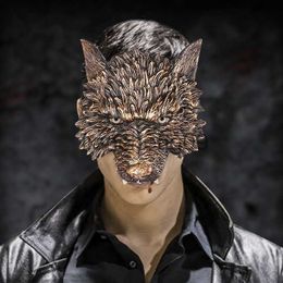 Party Masks 1PC Halloween Wolf Mask Animal 3D PU Cosplay Costume Masquerade Headgear Party Disguise Props for Kids Adult x0907