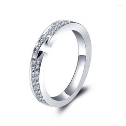 Cluster Rings ZHJIASHUN Classic 14K Gold Anniversary Moissanite Diamond Wedding Band 585 White 0.41cttw For Women Jewellery