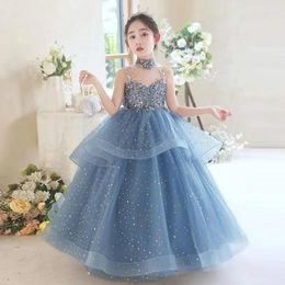 Girl Dresses Sequin Embroidery Dress Baby Birthday Party Children's Beauty Pageant Wedding Princess Sexy Halloween Sleeveless