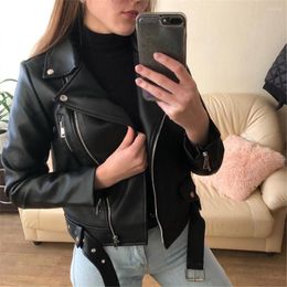 Women's Jackets Trends Women Cool Faux Leather Jacket Long Sleeve Zipper Fitted Coat Fall Short Winter Clothes Jaqueta Feminina