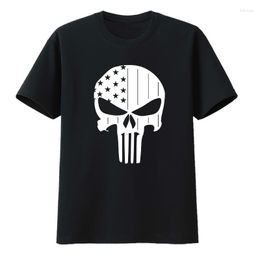 Men's T Shirts Fusion Of National Flag And Skull Cotton T-shirt Miles Morales Casual Tees Original Y2k Clothes T-shirts Summer