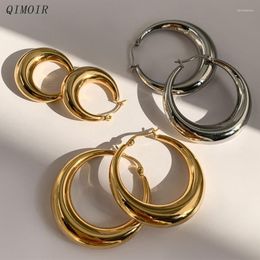 Hoop Earrings Titanium Steel Round For Women Clip On Fashion Jewelry Classic Styles Holiday Basic Accessories Party Gifts C1435