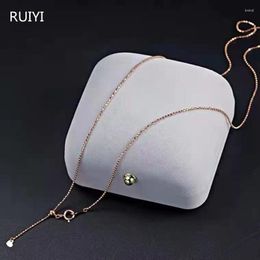 Chains RUIYI 2023 Real 18K Gold Necklace Pure AU750 Bead Faith Neckalce For Woman Fine Jewellery Gift