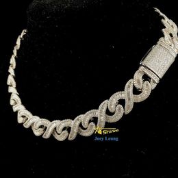 Passa il tester del diamante Vvs Moissanite Diamond Solid 925 Silver 15mm Baguette Snake Chain Iced Out Cuban Link Olikq