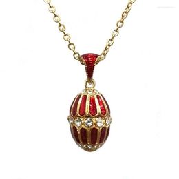 Pendant Necklaces Jewellery Brass Enamel Handmade Russian Easter Flowers Vintage Egg Crystal Luxury Necklace