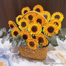 Blocks Sunflower Bouquet Building Blocks DIY Small Particle Flower Bouquet Assembled Toys Sunflower Ornaments Building Block R230907