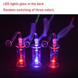 Unque Led Plasma Hookahs about 4inch Glass Oil Burner Bongs 10mm Famale Joint Perc Dab Oil Rig Bongs Ash Catcher Water Pipes with Male Glass Oil Burner Pipe Wholesale