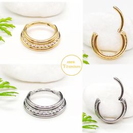 Labret Lip Piercing Jewelry Nose Septum Rings Zircon Hight Segment Clicker Hoop Ear Cartilage Tragus Earrings G23 230906