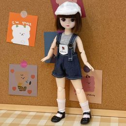 Dolls 30cm Cool Girl Bjd Doll 18 Move Joint Fullset Beauty Suit Toddler Cute Toys Make Up Dress 230906