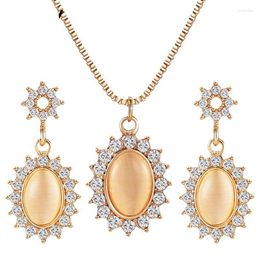 Stud Earrings Fashion Crystal Opal Flower For Women Girl Elegant Party Jewelry Prevent Allergy E111