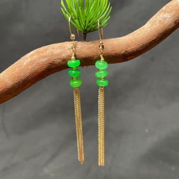 Dangle Earrings Green Jade For Women Emerald 925 Silver Charms Jewellery Luxury Jadeite Vintage Beads Natural Charm Amulet Gemstone Real