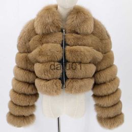 Women's Fur Faux Fur Ladies Faux Fox Fur Coat Yellow Fur Leather Zip Fake Fur Jacket 2023 Winter Thick Warm Fluffy Top Cropped Women's Luxury Clothes x0907