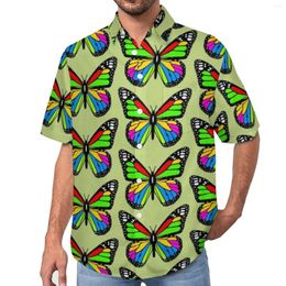 Men's Casual Shirts Butterfly Print Blouses Men Cute Animal Hawaiian Short Sleeve Custom Y2K Oversize Beach Shirt Birthday Present