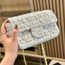 Luxury French Designer Tweed Crossbody Bag Classic Paris Women Diamond Lattice Fashionable Mini Flap Bag Top Quality Classic Quilting Chain Shoulder Bags