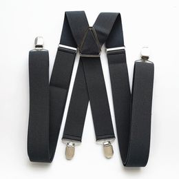 Suspenders BD054L XL XXLsize Dark gray men's suspender 3.5 cm width adjustable elastic X back clips on pants braces for men and women 230907
