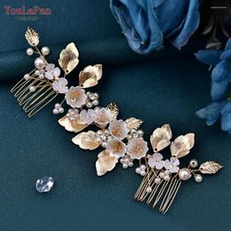 Hair Clips YouLaPan Bridal Headband With Combs Alloy Leaf Wedding Clip Woman Accessories Bride Tiara Party Girl Headwear HP315