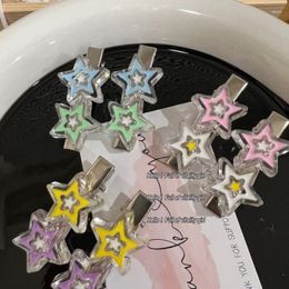 Hair Clips Trend Colourful Star Pentagram Clip For Women Korean Fashion Sweet Cute Girly Hairpin Aesthetic Y2k Accessories Gift