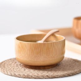 Bowls Bamboo Bowl Unique Natural Hand-carved Round Safe Non-toxic Baby Feeding Rice Anti-spill Heat Cute Tableware