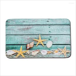 Carpets Occident Style Slow Memory Foam Carpet With Wood Board Starfish Printing Pattern Bedroom Kitchen Bathroom Non-Slip Floor Pad