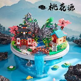 Aircraft Modle 7626PCS Mini Bricks Fairyland Beautiful Sakura Garden Mountain Waterfall Building Blocks City Street View Assemble Toys Gifts 230907