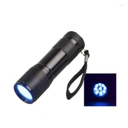 Party Favour 500pcs/lot Mini Portable UV Ultra Violet Blacklight 9 LED Torch Light Lamp SN370