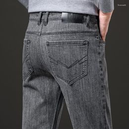 Men's Jeans Spring Autumn Fashion Casual Smoke Grey Stretch Straight High Quality Comfortable Cotton Trousers Male Brand Pants