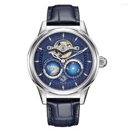 Wristwatches SEAkOSS Tourbillon Flywheel Automatic Mechanical Luxury Men's North And South Hemisphere World Time Watch