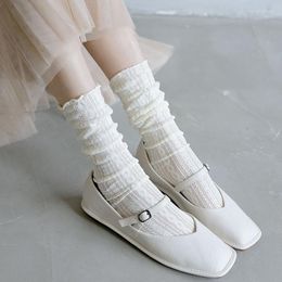 Women Socks Bubbles Loose Summer Spring Solid White Lace Girl's Ruffle Ankle Princess Ladies Cute Female