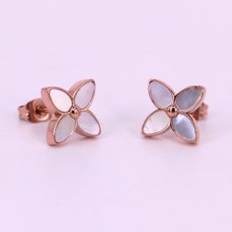 2024 Fashionable natural mother of pearl shell, four leaf small flower earrings, four petal flower earrings, and earrings for friends