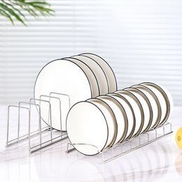 Storage Holders Racks Stainless Steel Kitchen Organiser Dish Rack Household Kitchen Drainage Rack Cooking Dish Pan Cover Stand Kitchen Accessories 230906