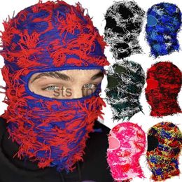 Beanie/Skull Caps Knit Distressed Balaclava Distressed Knitted Full Face Wool Cap Warm Ski Mask Ski Balaclava Fuzzy Balaclava Camouflage Balaclava x0907