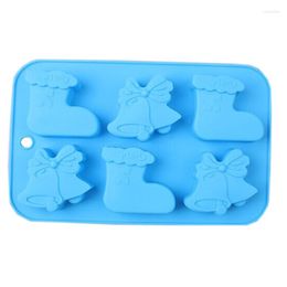 Baking Moulds Family Decorating 6 Holes Christmas Socks Bell Silicone Bakeware Making Chocolate Non-stick