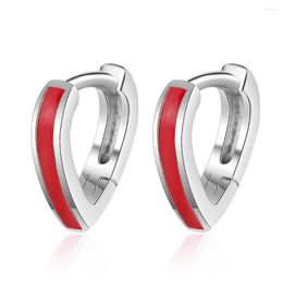 Hoop Earrings Piercing Red Enamel Love Heart Charm Earring For Women Girls Cute Party Wedding Jewelry Eh073