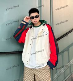 xinxinbuy Men designer Coat Jacket nylon letters embroidery Panelled long sleeves women Grey Black khaki apricot red M-2XL
