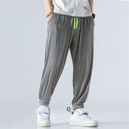 Men's Pants 2023 Summer Ice Silk Casual Hip Hop Trousers Breathable Comfort Jogging Loose Drape Cool Sweatpants Men