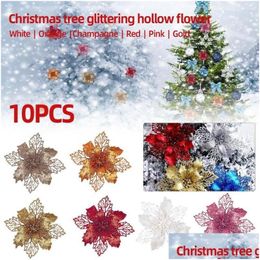 Decorative Flowers Wreaths Christmas Tree Garland Glitter Hollow Artificial Flower Ornaments Pendant Diy Wreath Rra65 Drop Delivery Ho Dhsgr