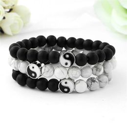 Strand Bracelet Yin Yang Tai Chi Bagua Frosted Personalized Fashion Chinese Style Retro Trendy Unisex Creative Jewelry