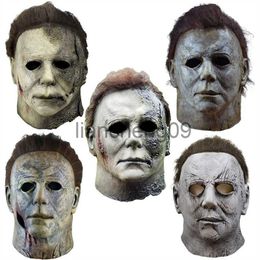 Maschere per feste 2022 Michael Myers Maschere Halloween Horror Costume Cosplay Puntelli in lattice Maschere spaventose in lattice Horror per costume cosplay per adulti Grigio x0907