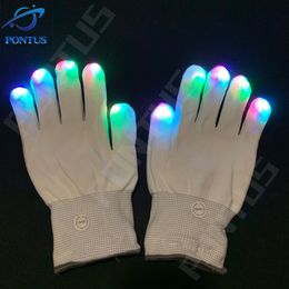 Other Event Party Supplies LED Glow Glove Halloween Finger Gloves Toys LED Light Flashing Magic Gloves Glovess Party Decoration Halloween Lighting Decor 230906