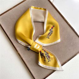 Scarves Luxury Brand Skinny Neckerchief Scarf for Women Satin Silk Hair Bands Ribbons Bandana Ladies Neck Tie Wrist Wrap Shawl Echarpe 230831