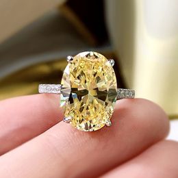 Luxury Oval 5ct Topaz Finger Ring 925 Sterling Silver Party Wedding Band Rings for Women Men Promise Engagement Jewellery Gift