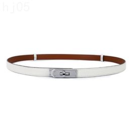 Small lock catch womens designer belt thin luxury belt men plated silver buckles fashion cinturon waist soft western leather belts for women designer