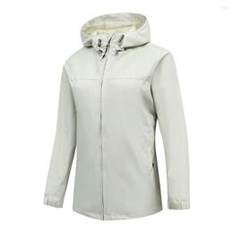 Women's Jackets Women Trench Coat Solid Color Jacket Stylish Windproof Coats With Hood Drawstring Pockets For Spring Autumn